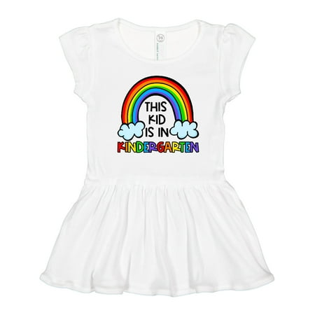 

Inktastic This Kid is in Kindergarten Cute Rainbow and Clouds Gift Toddler Girl Dress