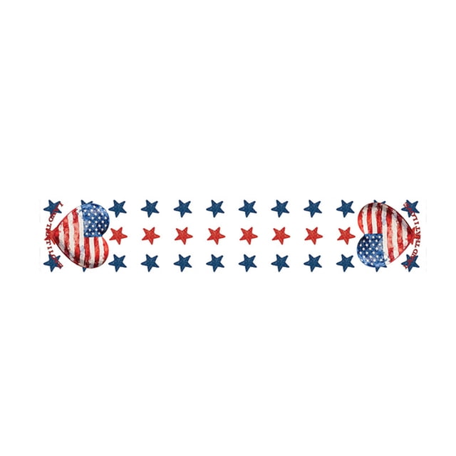 Independence Day Table Runner, Patriotic American Flag and Star Pattern, Holiday Party Dining Decor, Polyester Fabric, Easy Clean Table Runner