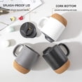thumbnail image 3 of GrayTaza de café de cerámica de 12 onzas - Taza de viaje de café Taza de té con corcho aislado y tapa a prueba de salpicaduras Tazas de café grandes con asa para hombres, mujeres (, 3 of 5