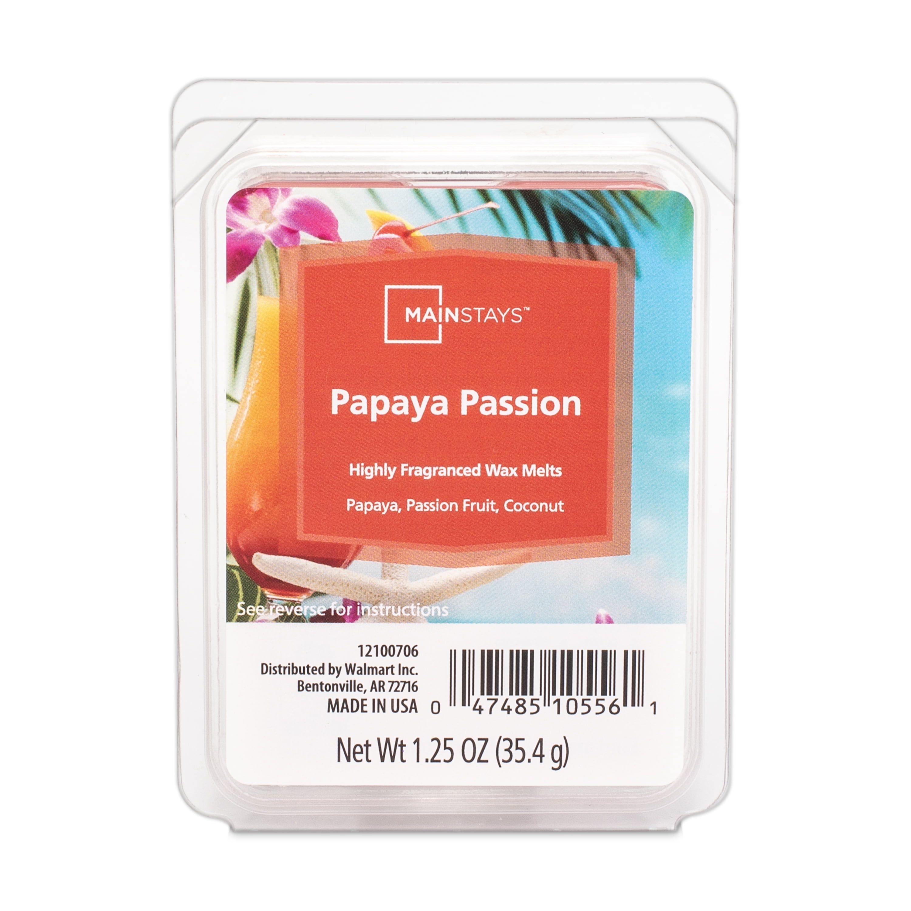 (3 pack) Mainstays Papaya Passion Scented Wax Melt, 1.25 oz
