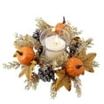 thumbnail image 6 of Fall Candle Rings Wreaths - Pumpkin, Maple Leaves Autumn Decor for Thanksgiving, Weddings, and Tabletop Centerpieces - Mini Artificial Harvest Wreath Garland, 6 of 7