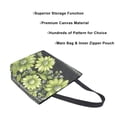 thumbnail image 3 of FORMRS Womens Canvas Tote Bag with Zipper Inner Pocket Shoulder Handbag, Green Flowers, 3 of 7