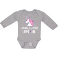 thumbnail image 3 of Inktastic Grammy and Grandpa Love Me Girl Unicorn Girls Long Sleeve Baby Bodysuit, 3 of 5