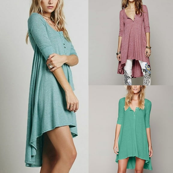 Jacenvly New Maternity Clothes for Women Pregnant Women'S Casual Loose Dress with Asymmetric Hem in Sleeves Maternity Dress Plus Size Green L Summer Dresses for Women