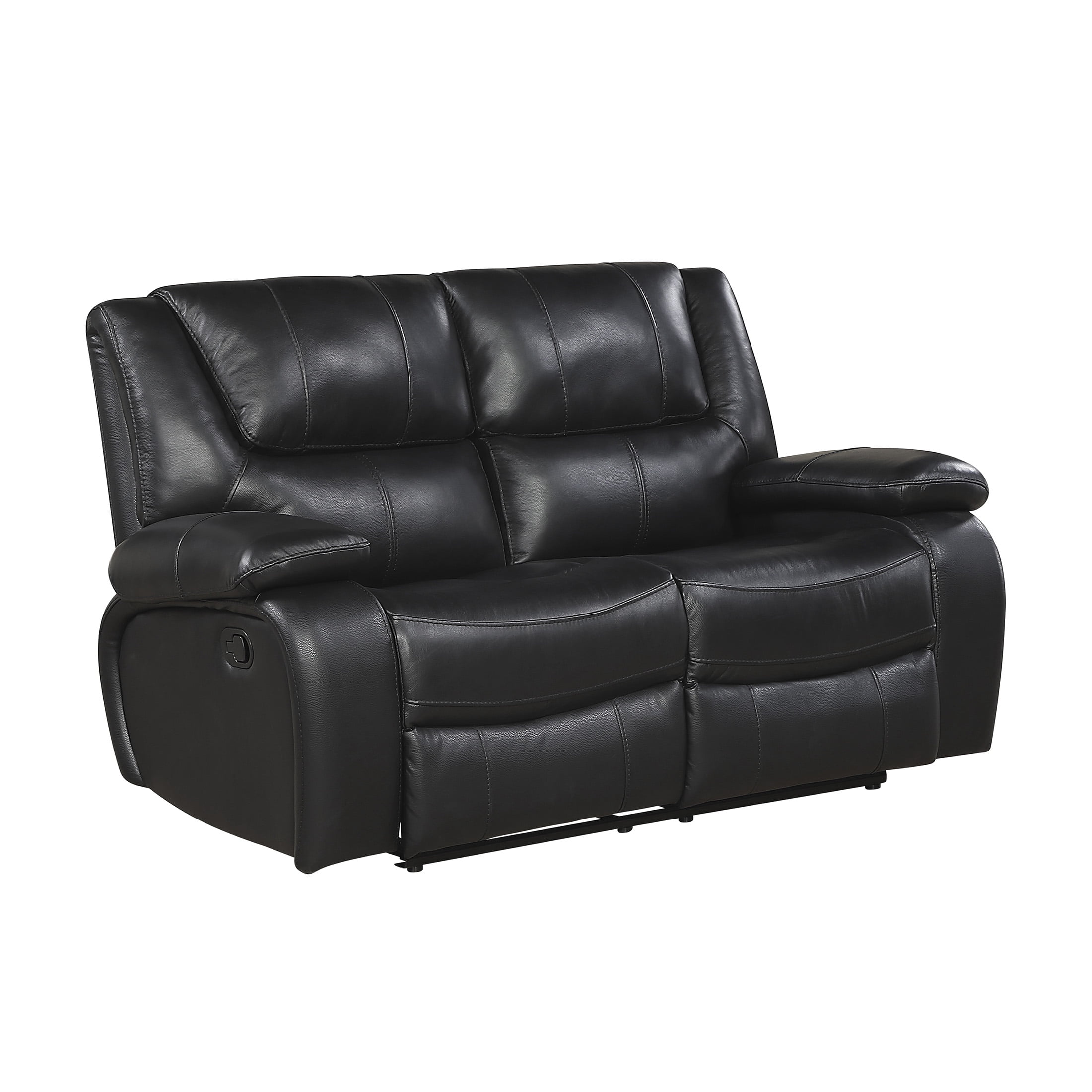 OakvillePark Arlisse Leather Match Manual Double Reclining Love Seat, Black