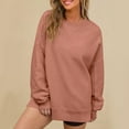 thumbnail image 5 of ChaoHeng Long Sleeve Plus Size Tops Women'S Solid Color Crew-Neck Casual Long-Sleeved Pullover Hoodie, 5 of 9