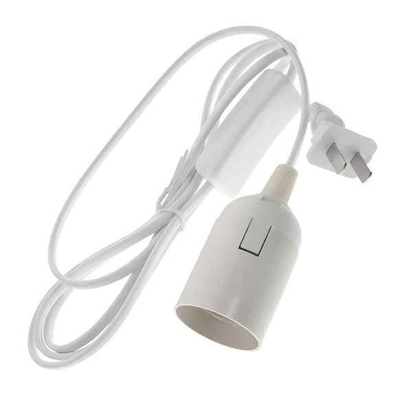 HIBIBUD Hanging Lamp Holder with Wire Pendant Light Cord Bulbs for Lamps Plugs Sockets Plastic Accessories White PVC