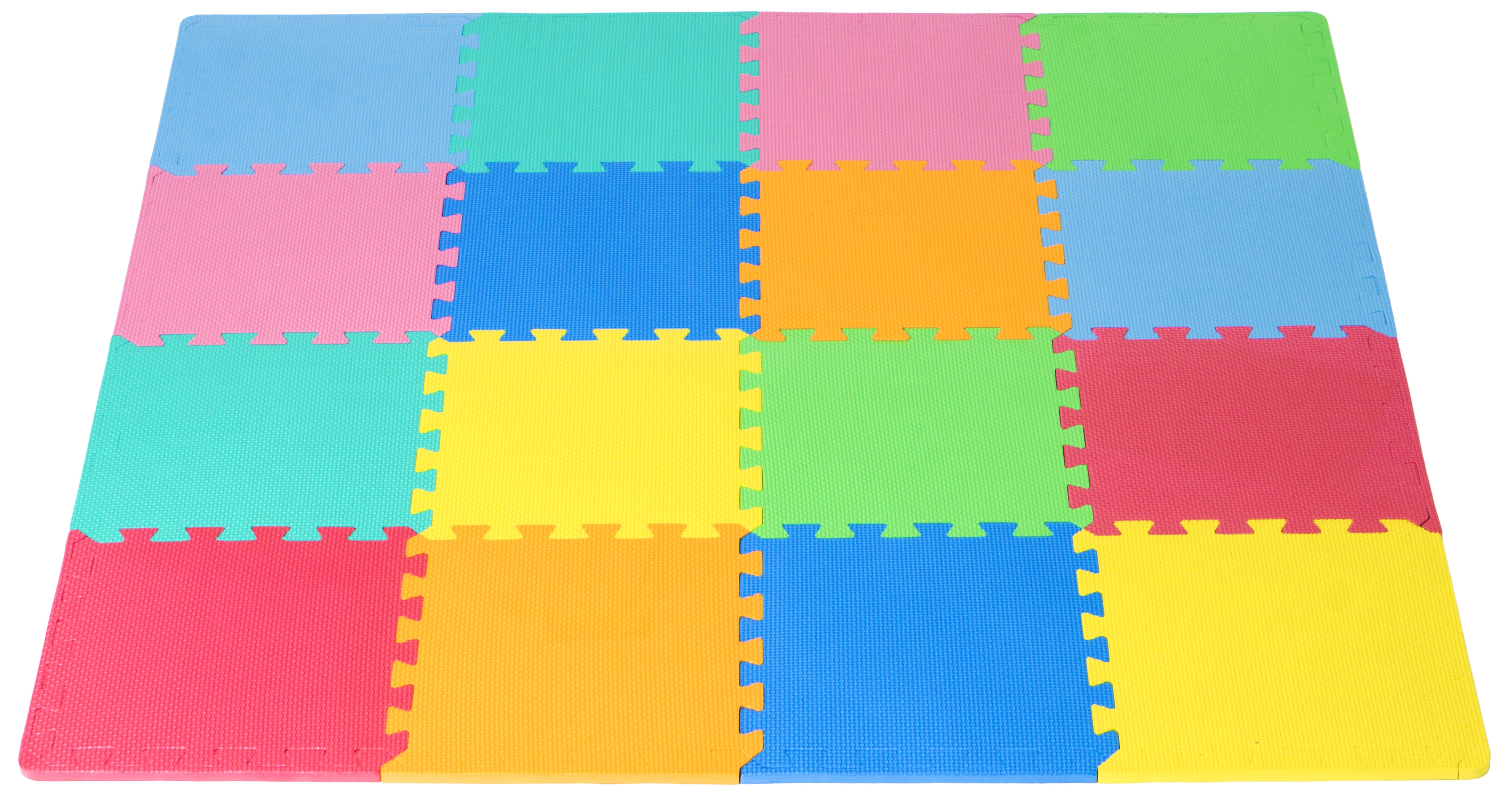 36 Tiles ProSource Kids Foam Puzzle Floor Play Mat with Solid Colors