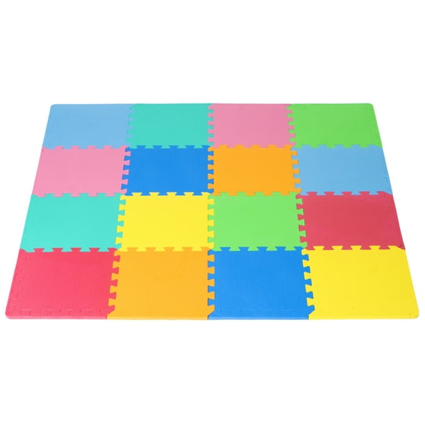 Prosource Puzzle Solid Foam Play Mat For Kids 16 Tiles With Border Edges Walmart Com Walmart Com