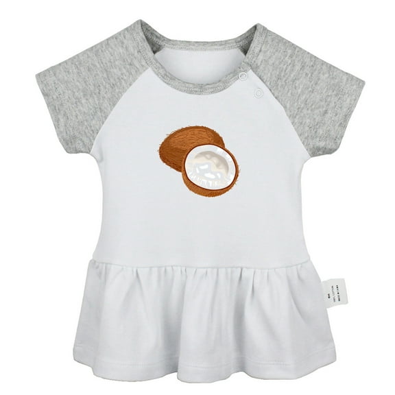 Fruit Coconut Pattern Dresses For Baby, Newborn Babies Skirts, Infant Princess Dress, 0-24M Kids Graphic Clothes (Gray Raglan Dresses, 6-12 Months)