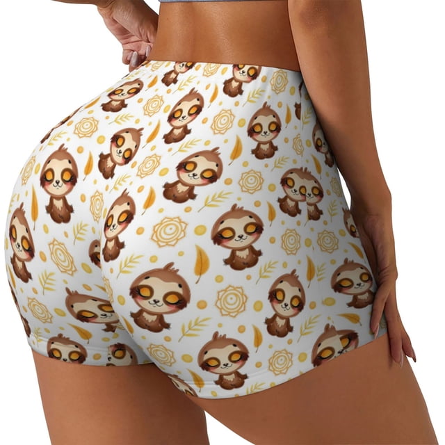 Fotbe Sloth Yoga Shorts Sin Costuras – Shorts Deportivos de Cintura Alta para Mujer, Elásticos para Gimnasio, Yoga, Running o Ciclismo-X-Large
