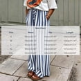 thumbnail image 3 of Ndbuld Women's Pants Casual Women Fashion Summer Stripe Casual Trousers Elastic Waist Pants With Pocket,Dark Blue,L, 3 of 3