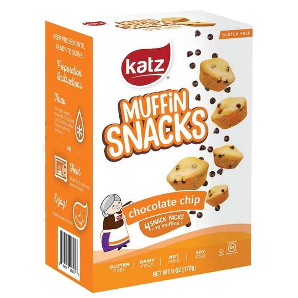 Katz Gluten Free Muffin Snacks Chocolate Chip Gluten Free, Dairy