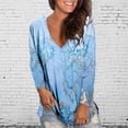 thumbnail image 2 of ZMHEGW Womens T Shirts Loose V Neck Printed Long Sleeve Printed T-Shirts Women Graphic Top, 2 of 4