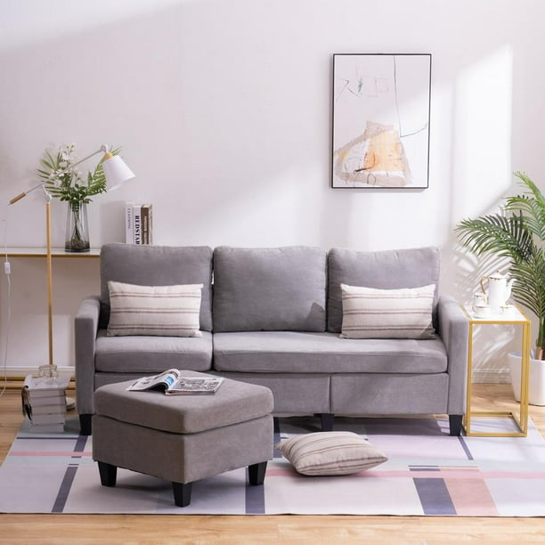 Zimtown Reversible Sectional Sofa Couch For Small Apartment L Shape Corner Light Grey Com Zimtown Reversible Sectional Sofa Couch, Small Apartment Sofa