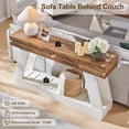 thumbnail image 2 of OKD 60" Wood Console Table, Farmhouse 2-Tier Sofa Table Entryway Table with Drawer & Heavy Duty Base for Entrance, Hallway, Living Room - Antique White, 2 of 7