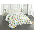 thumbnail image 3 of Ambesonne Abstract Quilted Bedspread Set 3 Pcs, Colored Big Polka Dots, King Size, Multicolor, 3 of 5