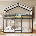 thumbnail image 2 of Aukfa Twin over Twin Bunk Bed, Wood Bed Frame with House Top Tent for Kids Boys Girls, Espresso, 2 of 8
