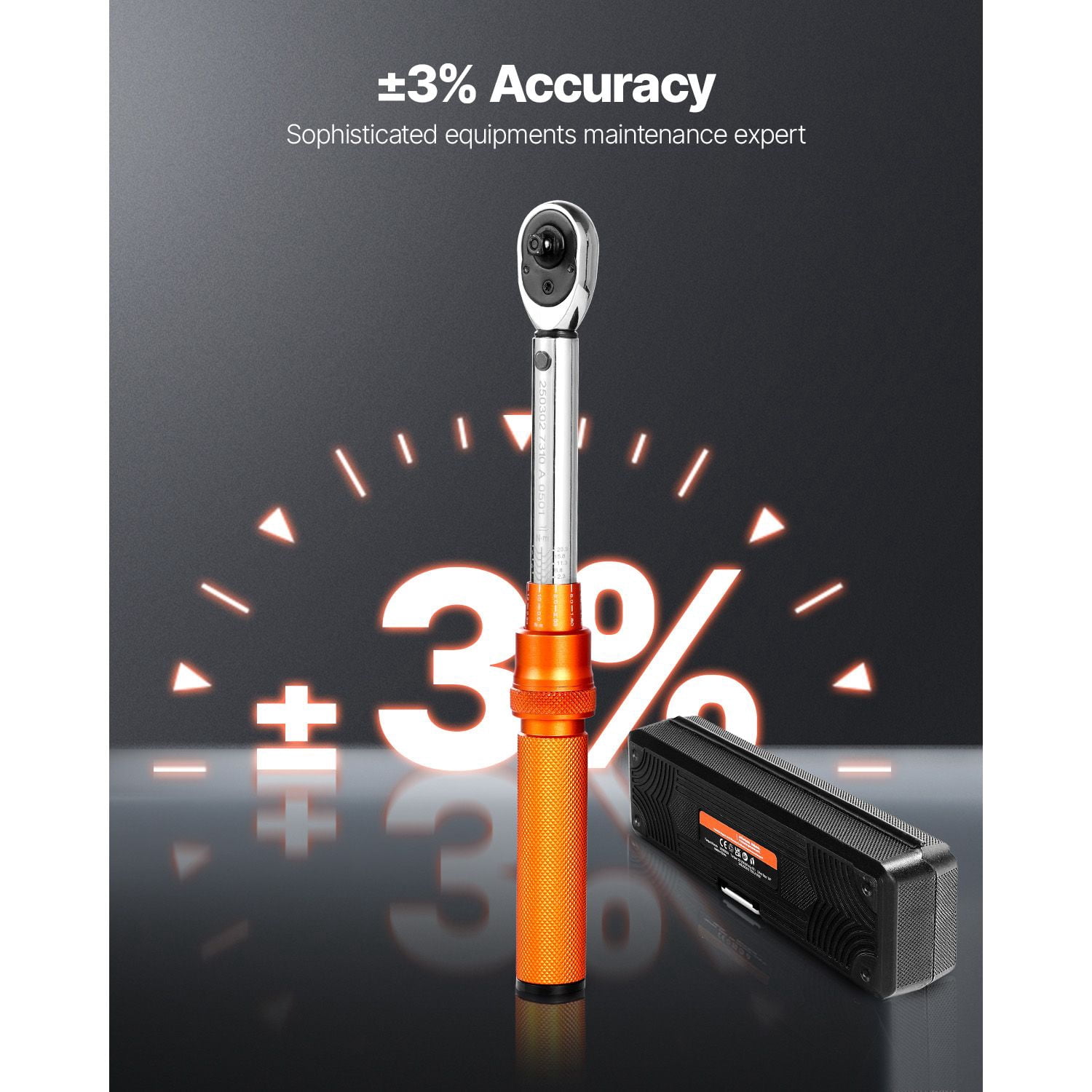 1/4 Inch Drive Click Torque Wrench Set – 20-200 in-lb (2.3-22.6 Nm) Precision Tool, 72-Tooth Gear for Smooth Operation – Orange Ergonomic Handle with Calibration Certificate