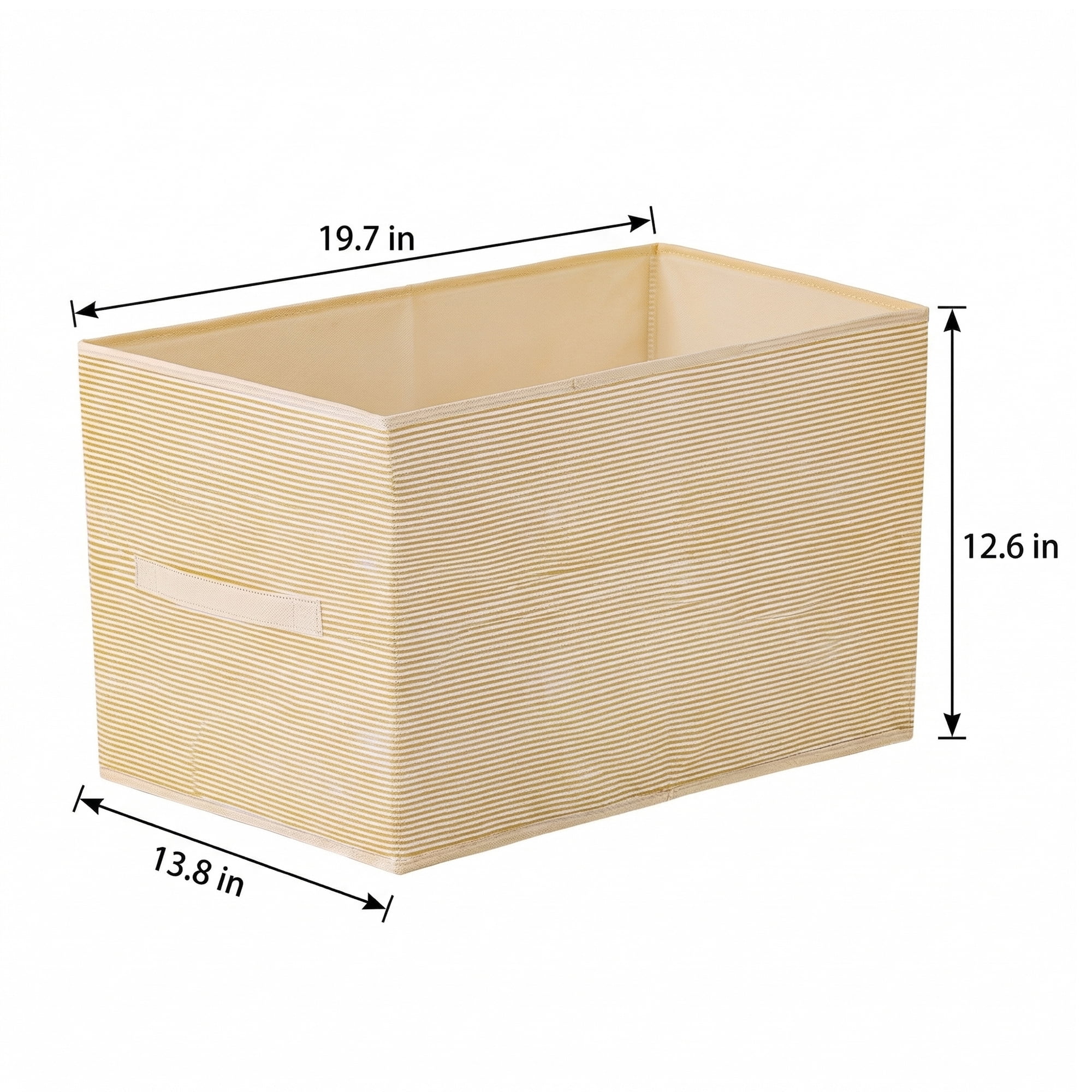 Unique Bargains 3pcs Fabric Storage Bin with Stripe Beige 19.7*13.8*12.6in