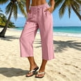 thumbnail image 4 of Posijego Women's Capri Pants Drawstring Elastic Waist Wide Leg Capris Summer Casual Cropped Loose Pants with Pockets S-3XL, 4 of 8