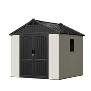 Patiowell 8x8 Resin Storage Shed with Window & Lockable Door, Easy Assembly, for Tools, Backyard, Patio, Gray & White