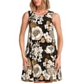 thumbnail image 1 of Xecao Rétro Hortensias pour Robes d'Été pour Femmes Robes Décontractées de Plage Sans Manches T-Shirt Robe Évasée avec Poches, 1 of 7