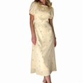 thumbnail image 3 of Women's Round Neck Short-Sleeved Printed Elegant Dress Yellow S, 3 of 9
