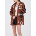 thumbnail image 3 of HAHDAXIA Women's Tribal Aztec Print Sweater Open Front Knitted Jacquard Cardigan Sweater, 3 of 6