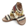 thumbnail image 5 of Celivon Toddler Summer Girls Sandals Flat Bottom Lightweight Back Zipper Open Toe Breathable Comfy Tassel Ethnic Pattern Casual Roman Style Size 2 Years, 5 of 9