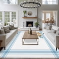 thumbnail image 3 of 5'x7' Area Rugs for Living Room Bedroom, Blue Coastal Washable Rug Carpet Runner Indoor Outdoor, Nautical Starfish Eucalyptus Leaf Coral Striped Non Slip Floor Mats Area Rug for Kitchen, Nursery, 3 of 8