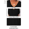 thumbnail image 6 of GustaveDesign Womens Plus Size V Neck Loose Blouse 3/4 Sleeve Back Buttons T Shirts Casual Solid Tops For Summer Fall "Black, XL", 6 of 9