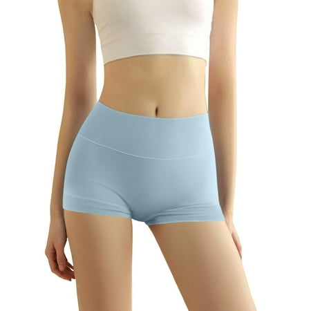 4 Packs Womens Underwear Boyshorts High Waisted Briefs Panties for Women L Blue