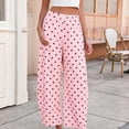 thumbnail image 6 of JFGHDG Polka Dot Pants for Women Summer Boho Beach Elastic Waist Wide Leg Palazzo Cotton Linen Barrel Pants with Pockets Vacation Wear Pink 3XL, 6 of 7