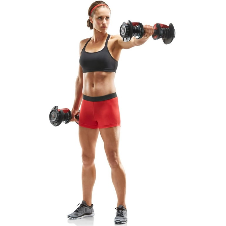 Bowflex SelectTech 552 Two Adjustable Dumbbells Black Red Grey. Version 2 Medium