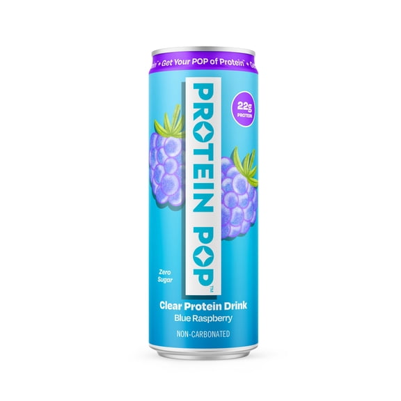 Protein Pop Blue Raspberry Clear Protein Drink 12oz.
