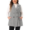 thumbnail image 1 of Chaquetas de mujer de tallas grandes Agnes Orinda, con doble botonadura, solapas con muesca, chaleco sin mangas, blazer negro 1X, 1 of 5
