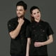 thumbnail image 4 of CHEF DE ALGODÓN Uniforme de manga corta de verano para hombres Chaqueta de chef delantal Botones Sweat Bands for Grill Restaurant Bar Shop Cafes Negro XL sidaley HA012099-03, 4 of 7