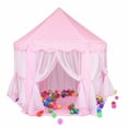 thumbnail image 2 of Watnature 55"x53" Portable Pink Princess Castle Play Tent for Kids, 2 of 3