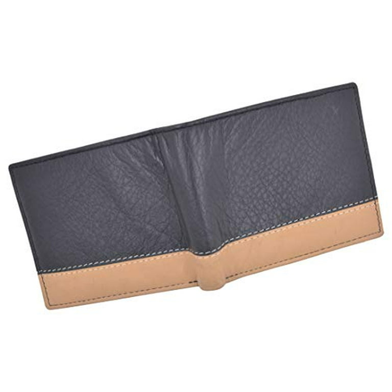 men's leather bifold wallet in toffee & black — MUSEUM OUTLETS