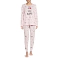 thumbnail image 2 of Secret Treasures Women's Hacci Fleece Long Sleeve Top and Joggers, 2-Piece Pajama Set, 2 of 5