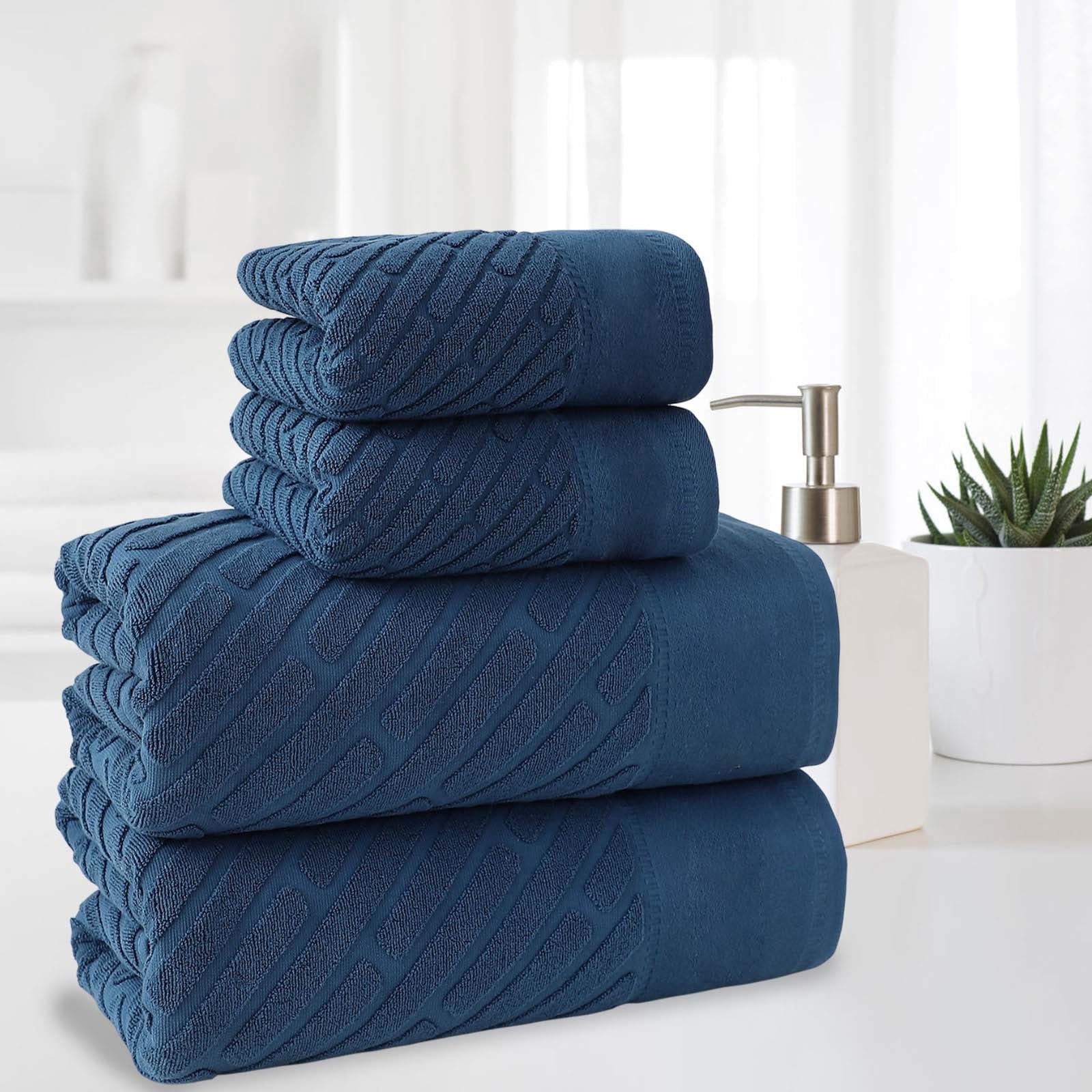 4PCS Bath Towel Sets Cottons 2 Towels 2 Bath Towels Comfortable Absorbent Thickened Soft Gentle for Baby Bath Towel