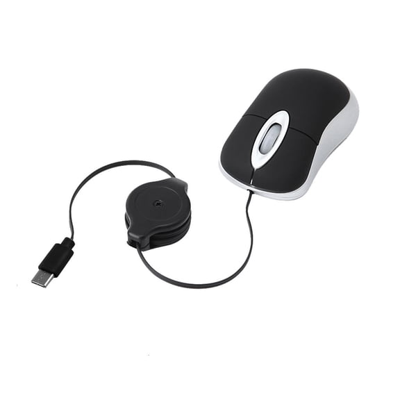 YIGSECU Corded Mouse USB C Retractable Cable Small Mouse 1000DPI Optical Basic Mouse Travel Mouse USB C Mouse Corded