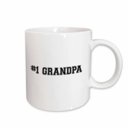 3dRose #1 Grandpa - Number One Grandfather for worlds greatest and best grandpops - black text - Ceramic Mug,