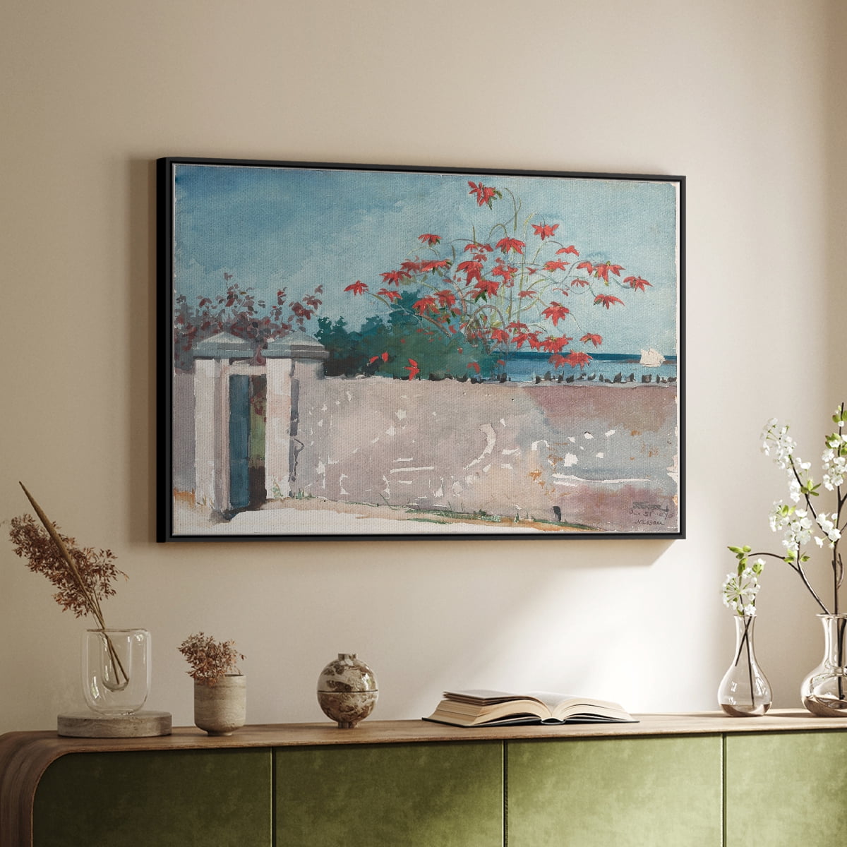 Vintage Landscape-CXXXIII By Wexford Home Framed in Black Wood Gallery Wrapped Canvas 25 in. x 37 in.