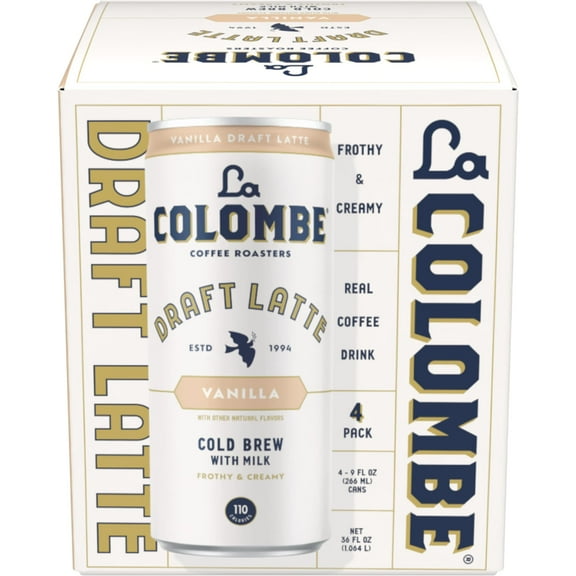La Colombe VanillaEGSC Draft Latte - 9 Fl. Oz. 4 Pack - 100% Arabica, Single-Origin, Brazilian Cold Brew Coffee with Lactose-Free Foamy Milk, Premium Coffee On the Go, 115mg Natural Caffeine