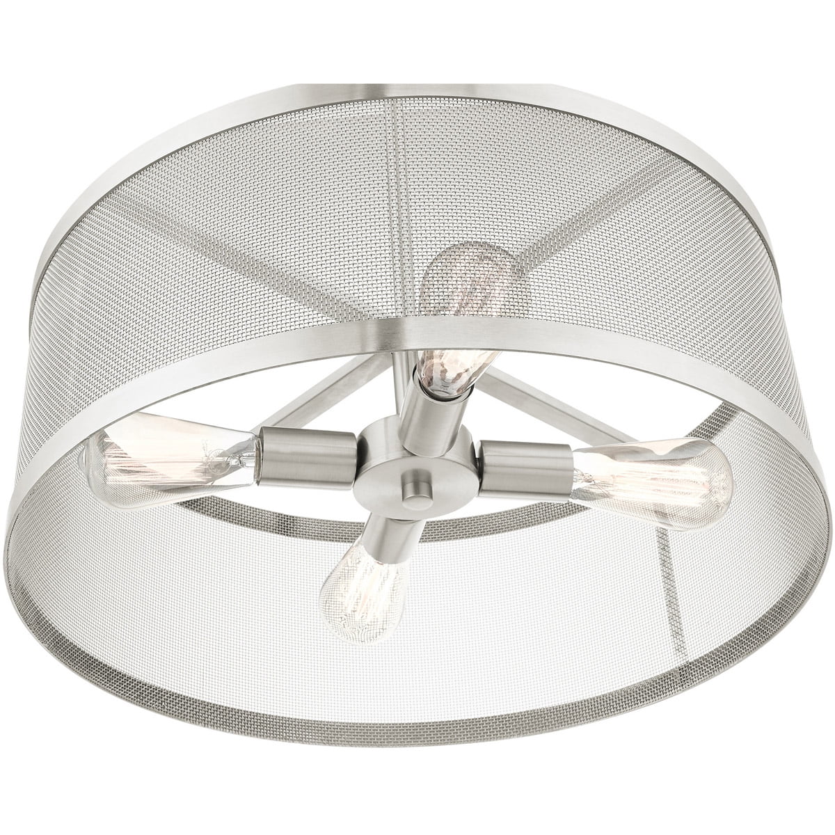 4 Light Brushed Nickel Chandelier with Brushed Nickel Stainless Mesh Shade