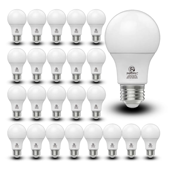 Energetic 9-Year A19 LED Light Bulb, 8W (60W Equivalent), Non-Dimmable, Daylight E26 Base, 24 Pack