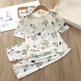 thumbnail image 2 of KPOPLK Summer Toddler Little Girls Pajamas Set Girl Cute Pattern Short Sleeve Tee & Shorts PJS Spring Set Kid Clothes Size 2-3 Years,Green, 2 of 6