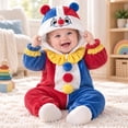 thumbnail image 2 of CUZIBR Halloween Girl Boy Fuzzy Onesie Carnival Romper Jumpsuit Long Sleeve Eye-Catching Trick or Treat Clothes,Red,1-3 Months, 2 of 8